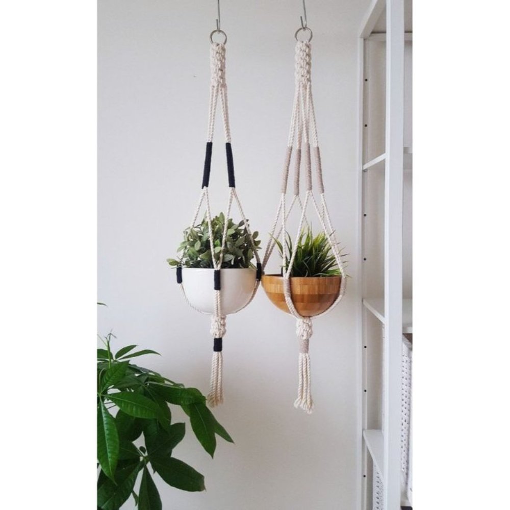Macrame Plant Hanger Hanging Planter Color Block